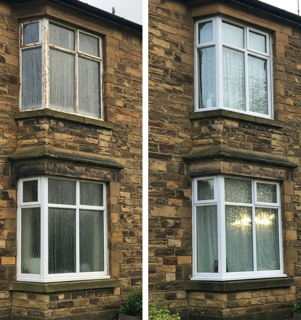 Window cleaning before and after